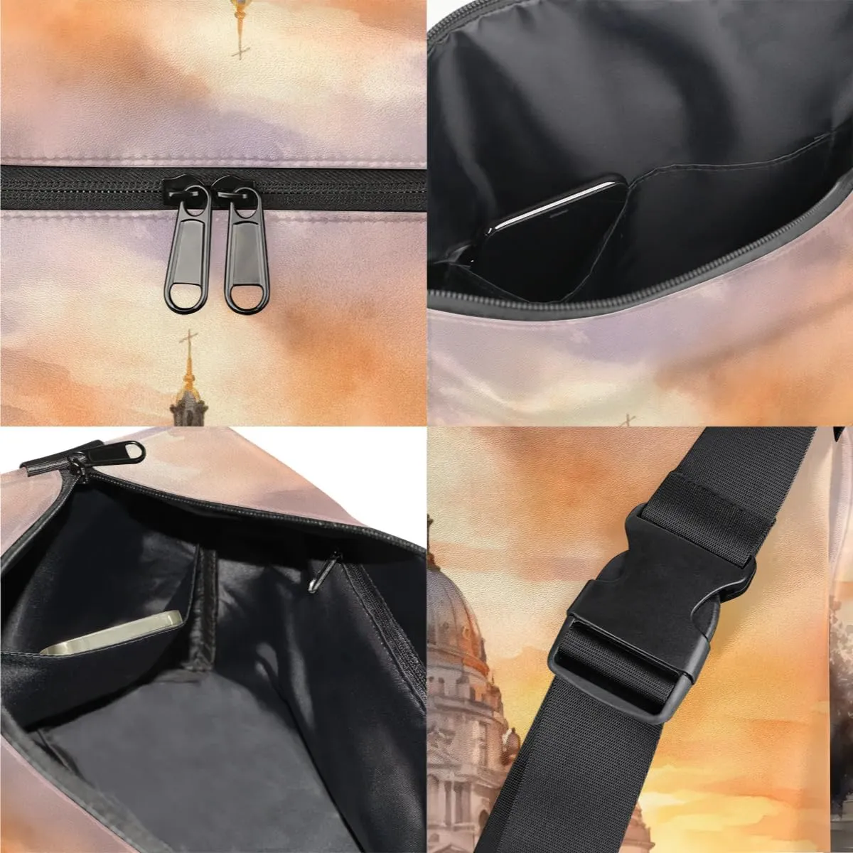 Gym Bags for Men 14.8 Inch Lightweight Carry On Bags for Airplanes Waterproof Duffle Bag for Travel, City Castle Beauty Print