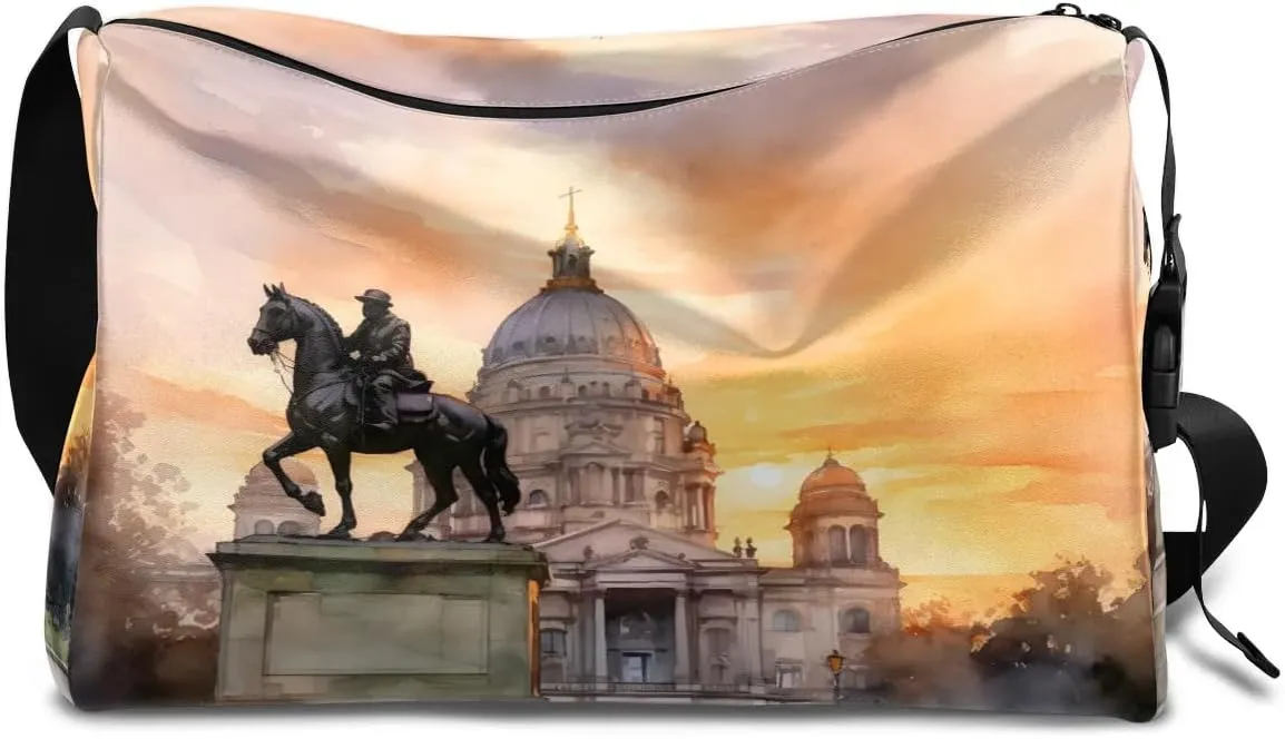 Gym Bags for Men 14.8 Inch Lightweight Carry On Bags for Airplanes Waterproof Duffle Bag for Travel, City Castle Beauty Print