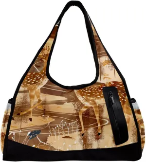 Gym Bags for Men,Travel Duffel Bags for Women,Flower Forest Deer,Workout Bag