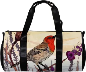 Gym Bags for Women,Duffle Bag for Travel,Bird Purple Flower Bush,Gym Bag for Men
