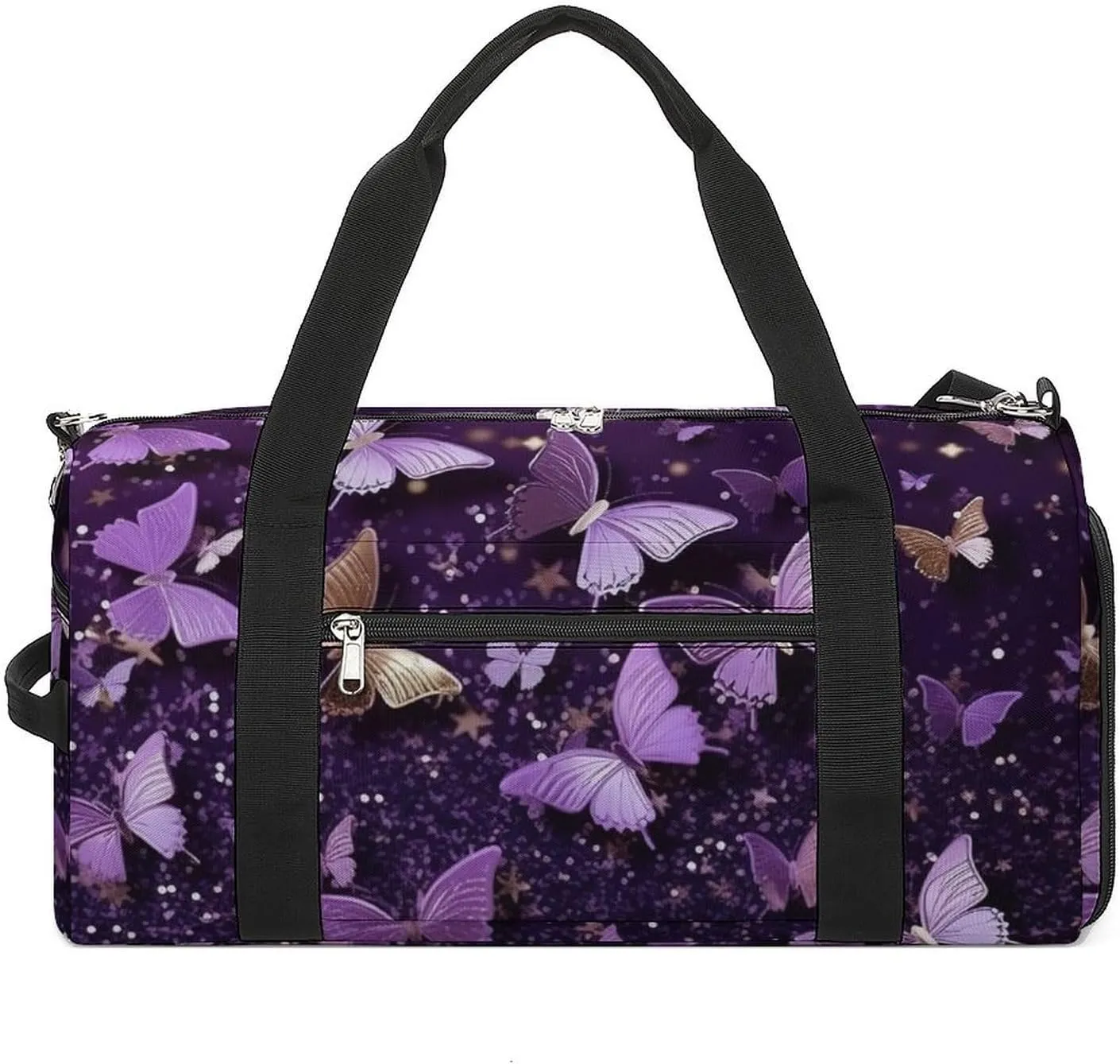 Gym Duffel Bag with Shoe Compartment Wet Pocket, 3d Butterfly Purple Travel Bag for Men Women, style-1