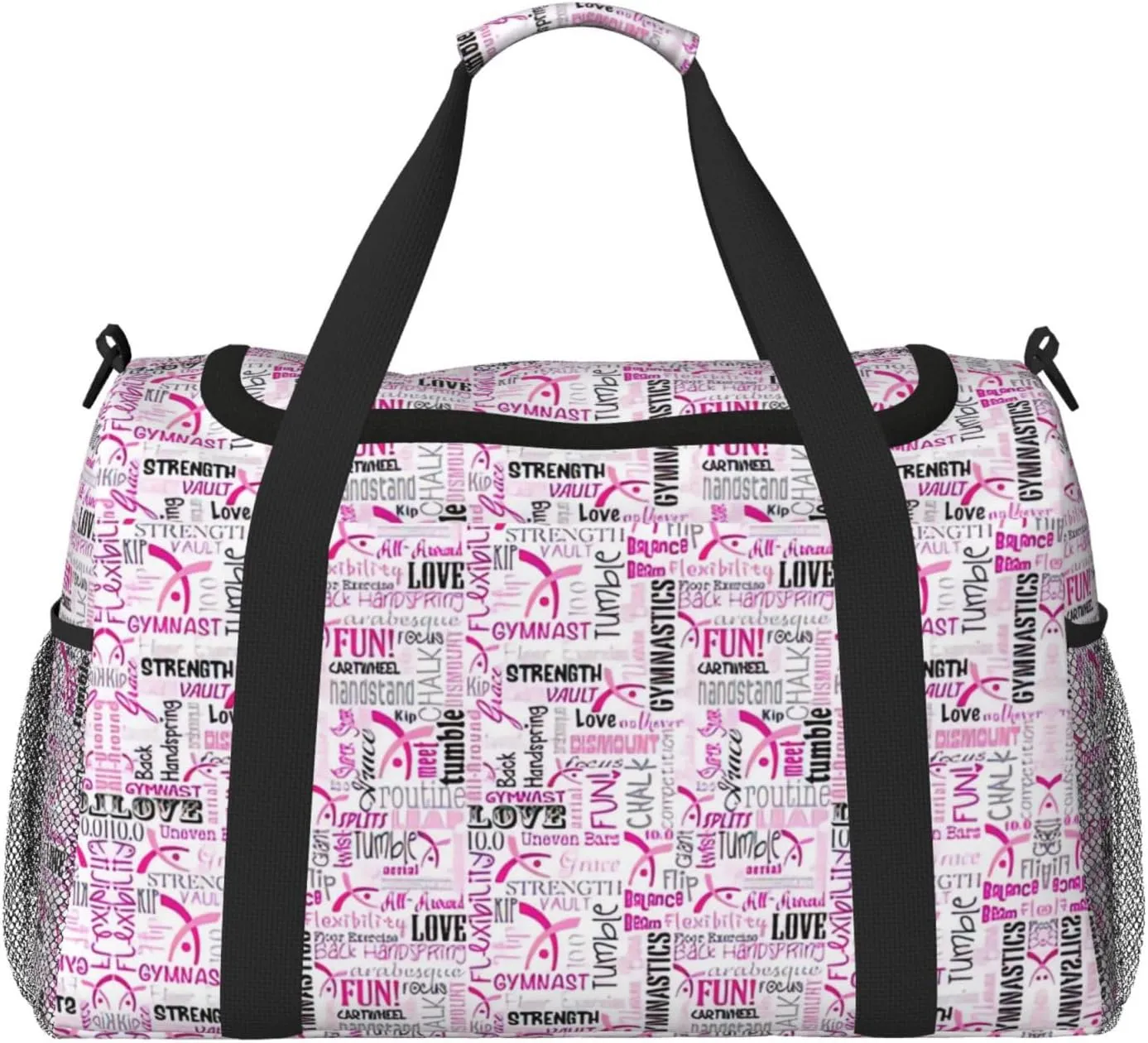 Gymnastics Pink print Large Canvas Travel Duffel Bag Weekender Bags for Women Overnight Bag Carry On Tote Bag