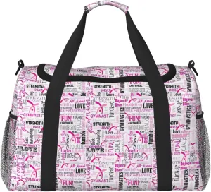 Gymnastics Pink print Large Canvas Travel Duffel Bag Weekender Bags for Women Overnight Bag Carry On Tote Bag