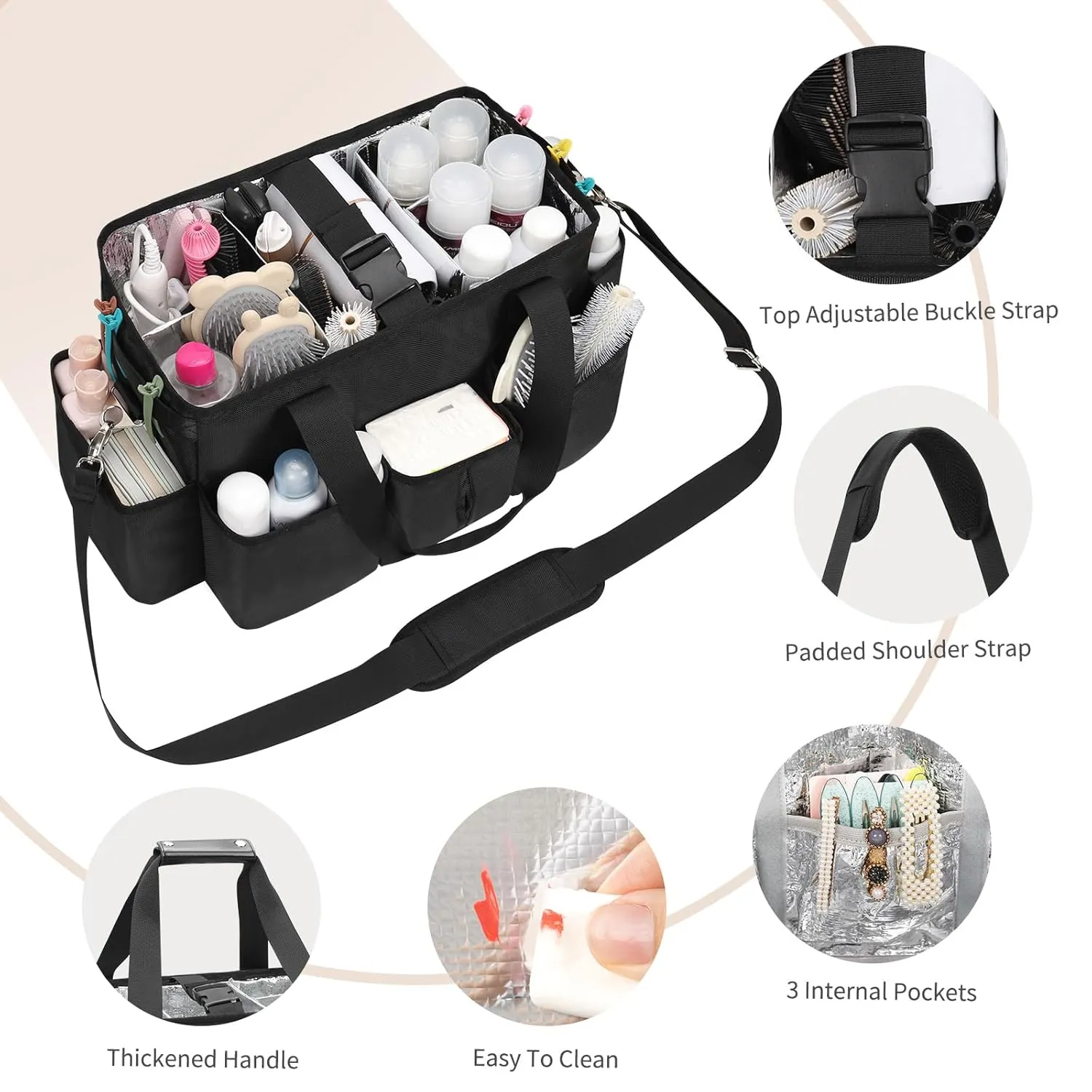 Hairstylist Traveling Bag, Large Capacity Hair Tools Travel Bag, Hairdresser Hair Tool Organizer, Professional Makeup Artist Bag Hairdressering Case with Adjustable Dividers, Hair Stylist Must Have