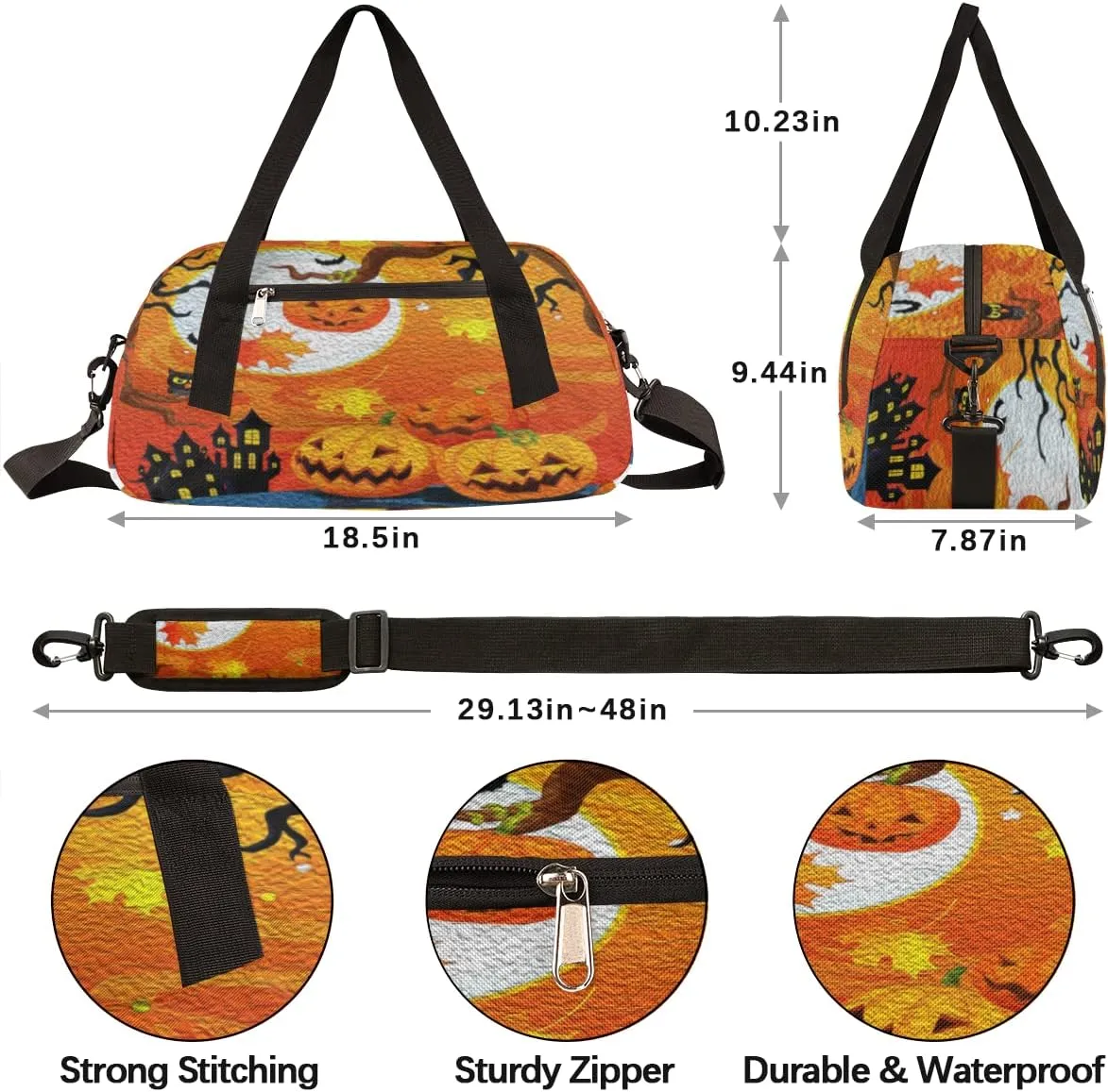 Halloween Pumpkin Castle Leave Kids Duffel Bag for Girls Boys, Halloween Oil Painting Dance Bag Overnight Small Duffel Bag Carry On Weekend Sports Travel Bag for School Practice Gymnastics Ballet