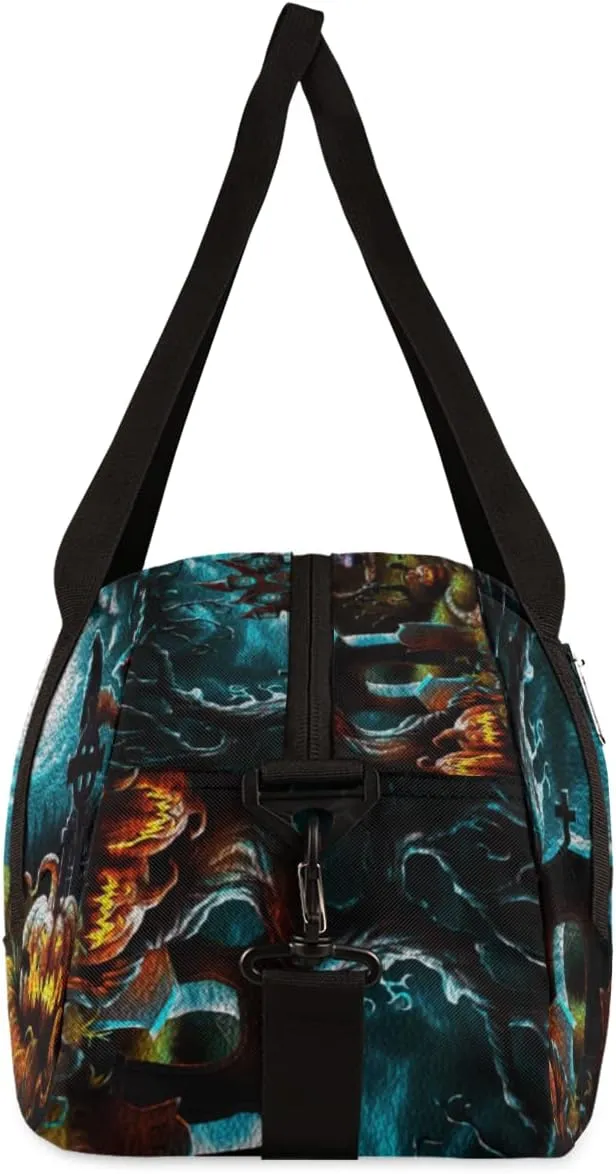 Halloween Witch Castle Pumpkin Kids Duffel Bag for Girls Boys, Halloween Oil Painting Dance Bag Overnight Small Duffel Bag Carry On Weekend Sports Gym Travel Bag for School Practice Gymnastics Ballet