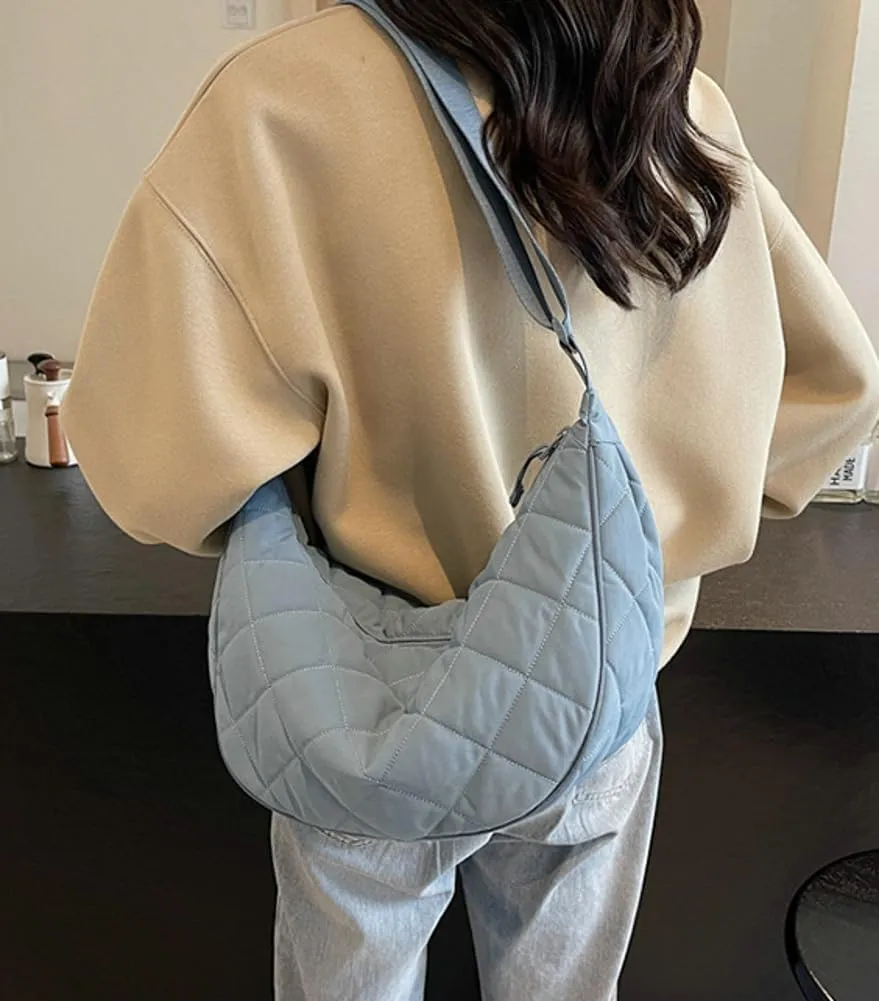 Hand Bags for Women 2024 Puffer Tote Bag Dumpling Bag Crescent Bag Nylon Crossbody Bags for Women Quilted Bag Commuter Tote