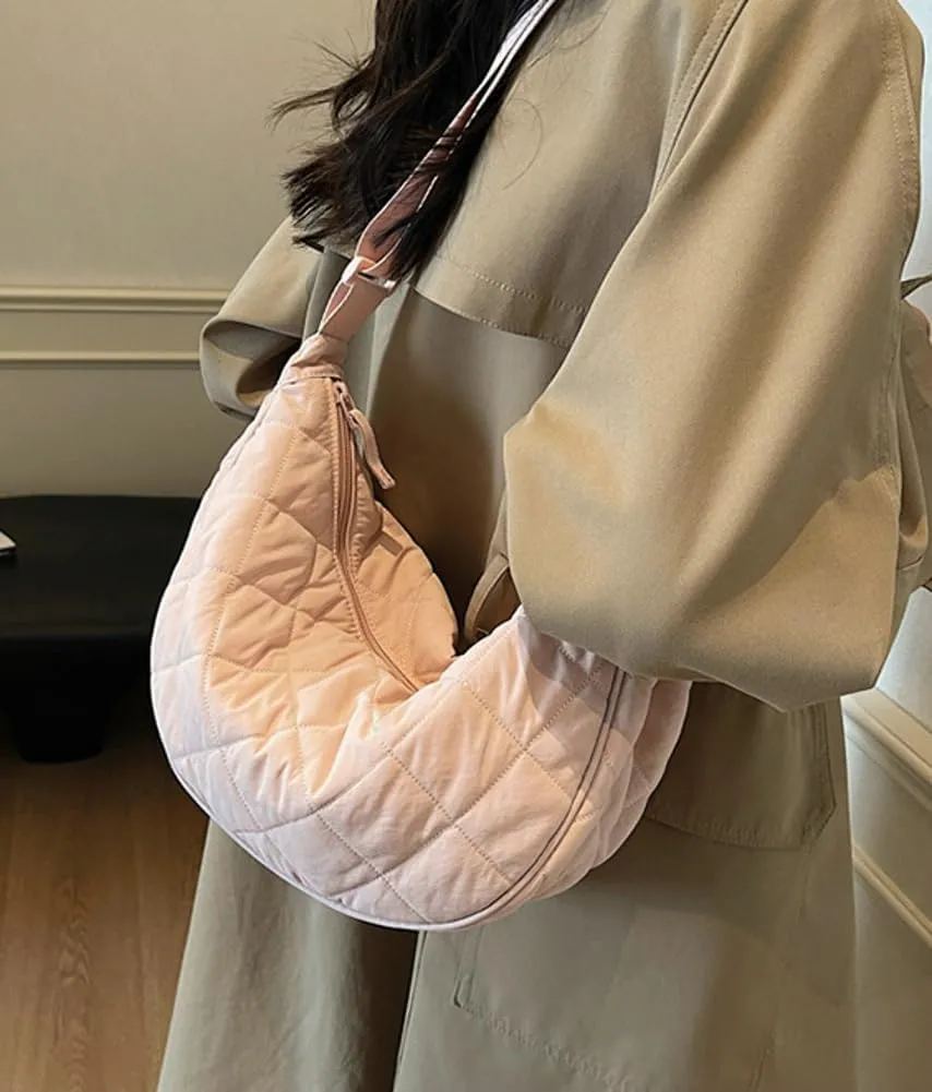 Hand Bags for Women 2024 Puffer Tote Bag Dumpling Bag Crescent Bag Nylon Crossbody Bags for Women Quilted Bag Commuter Tote