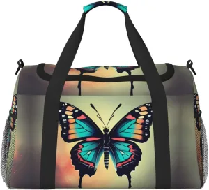 Hand drawn color butterfly 2 print Personal Item Bag Carry on Bag Underseat Travel Duffel Bags Gym Carry On Sports Bags