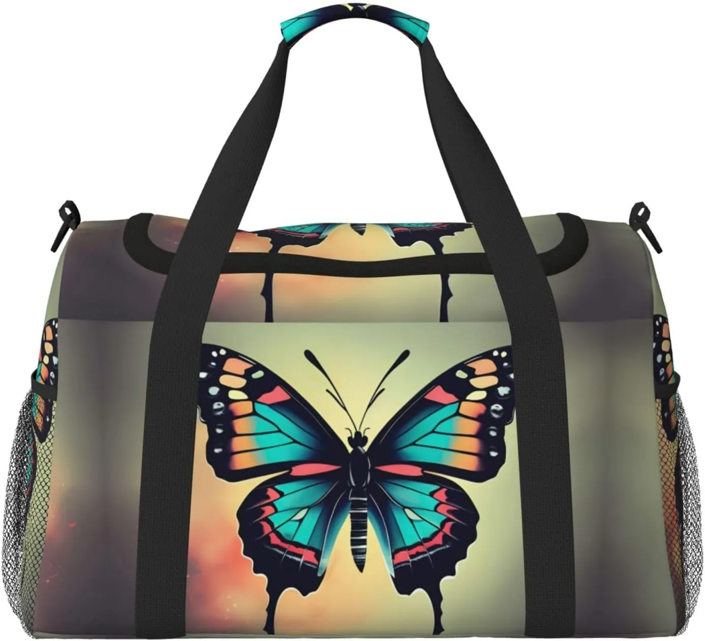 Hand drawn color butterfly 2 print Personal Item Bag Carry on Bag Underseat Travel Duffel Bags Gym Carry On Sports Bags