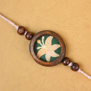 Handmade Eco-friendly Lily Pressed Flower Rakhi with Roli Chawal