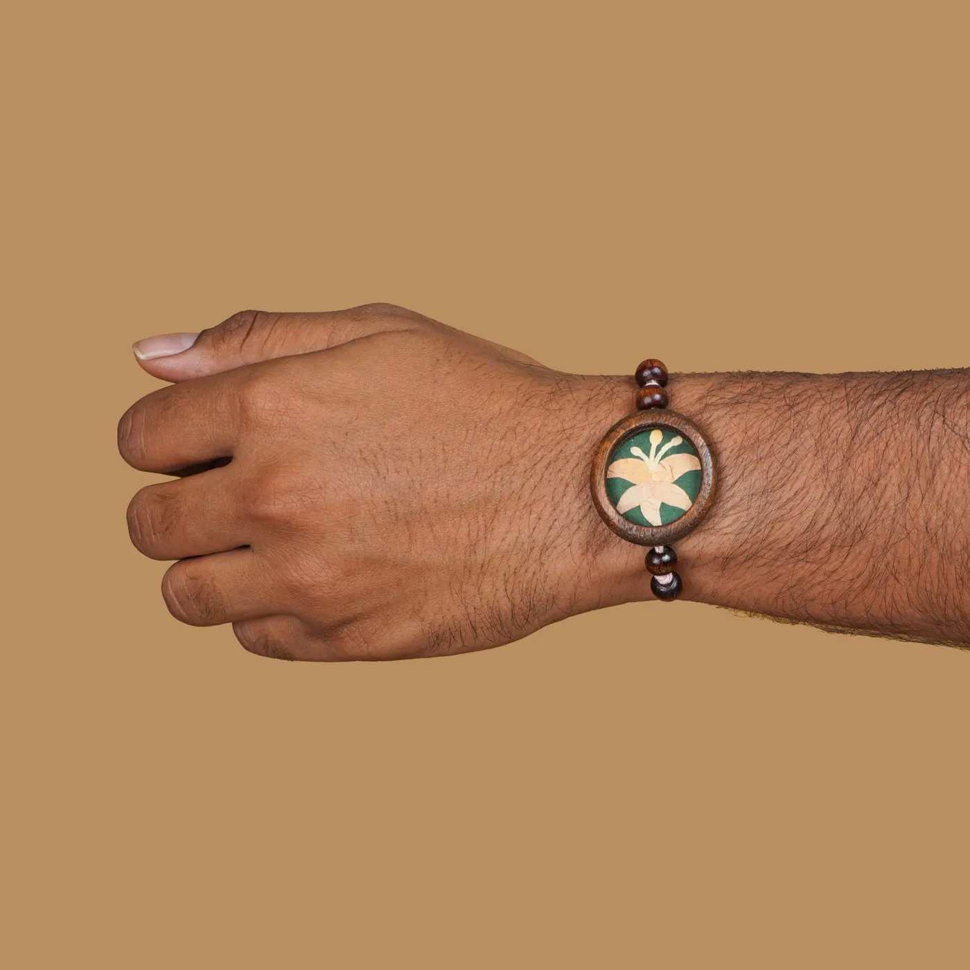 Handmade Eco-friendly Lily Pressed Flower Rakhi with Roli Chawal