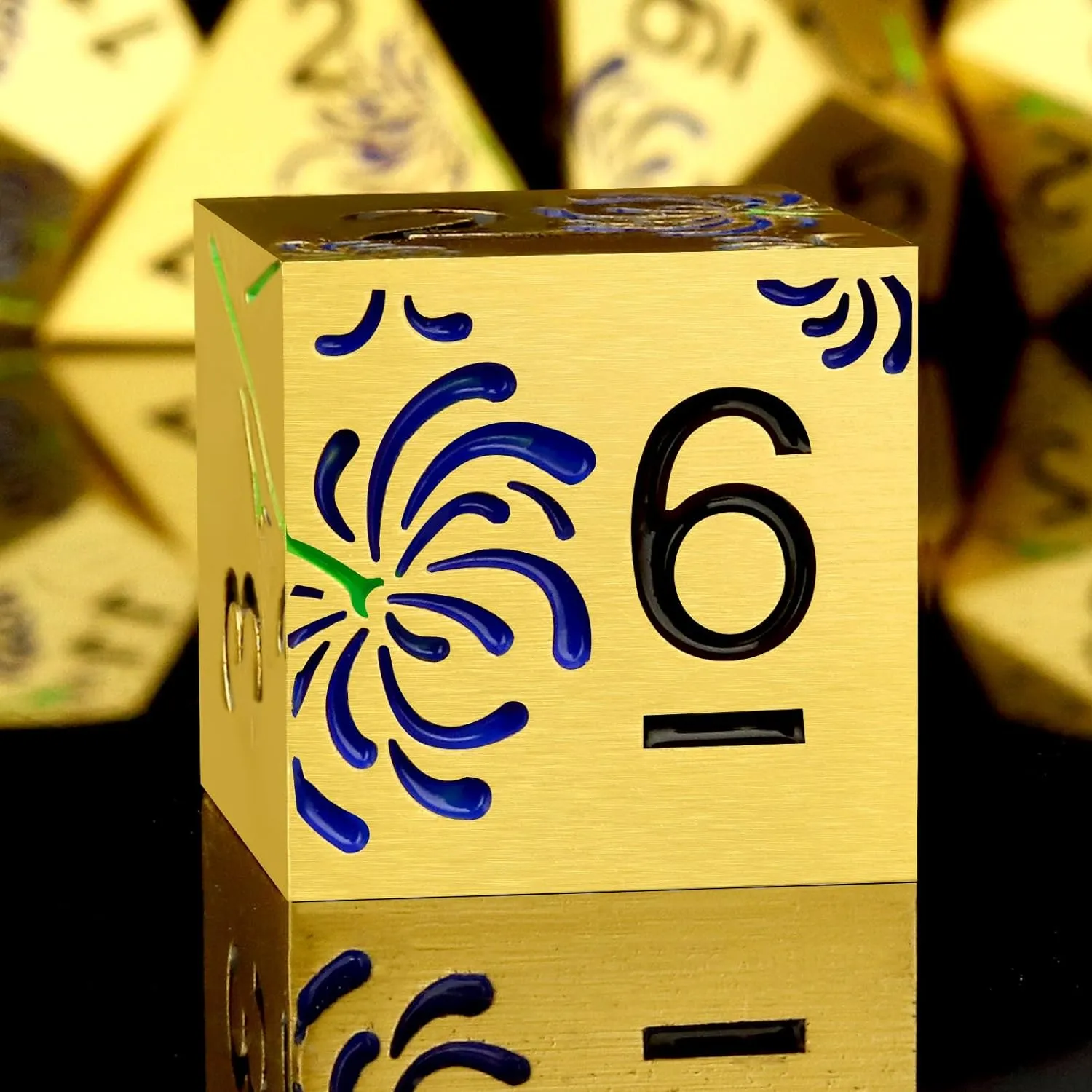 Haxtec Metal DND Dice Set Flower Polyhedral D&D Dice for Dungeons and Dragons Gift TTRPG Metal Dice MTG Game Table Leather Dice Bag- Gold with Purple Flower