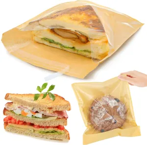 Heavy Duty Sandwich Bags with Clear Window, Self Sealing Kraft Paper Bags, Snack Brown Paper Bags for Packaging Cookies Candy Sandwich Bakery 7' 9.2'