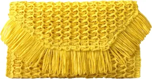 Heidi Fringe Staw Slim Clutch Bag