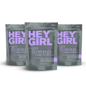 Hey Girl Sleep Tea - Natural Herbal Bedtime Tea Bags with Chamomile, Passion Flower, Valerian Root, Lemon Balm - Calming, Relaxing Adults Sleepy Night Time Tea - Relaxation Gifts for Women 3-packs