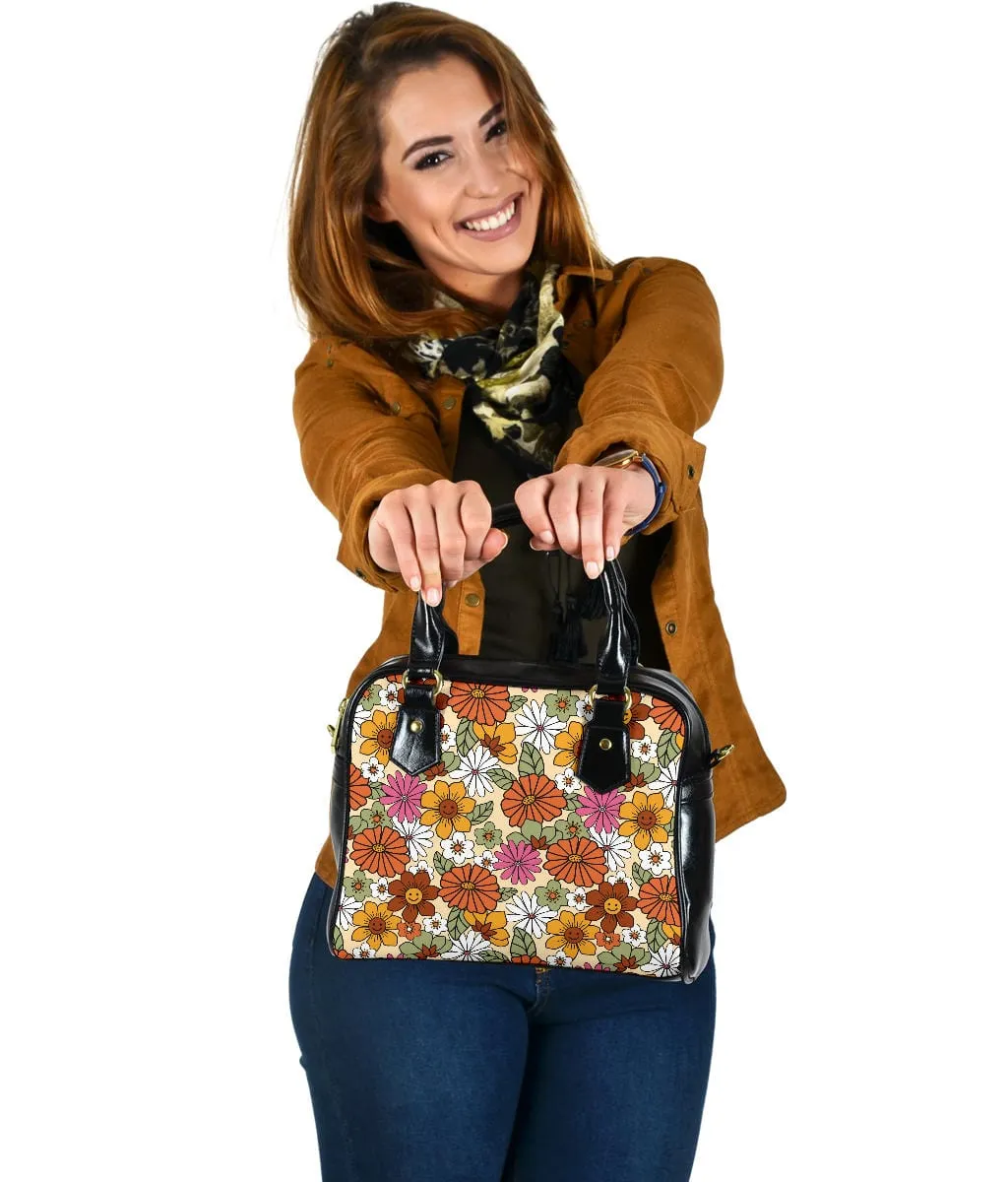 Hippie Flower Power | Leather Shoulder Bag