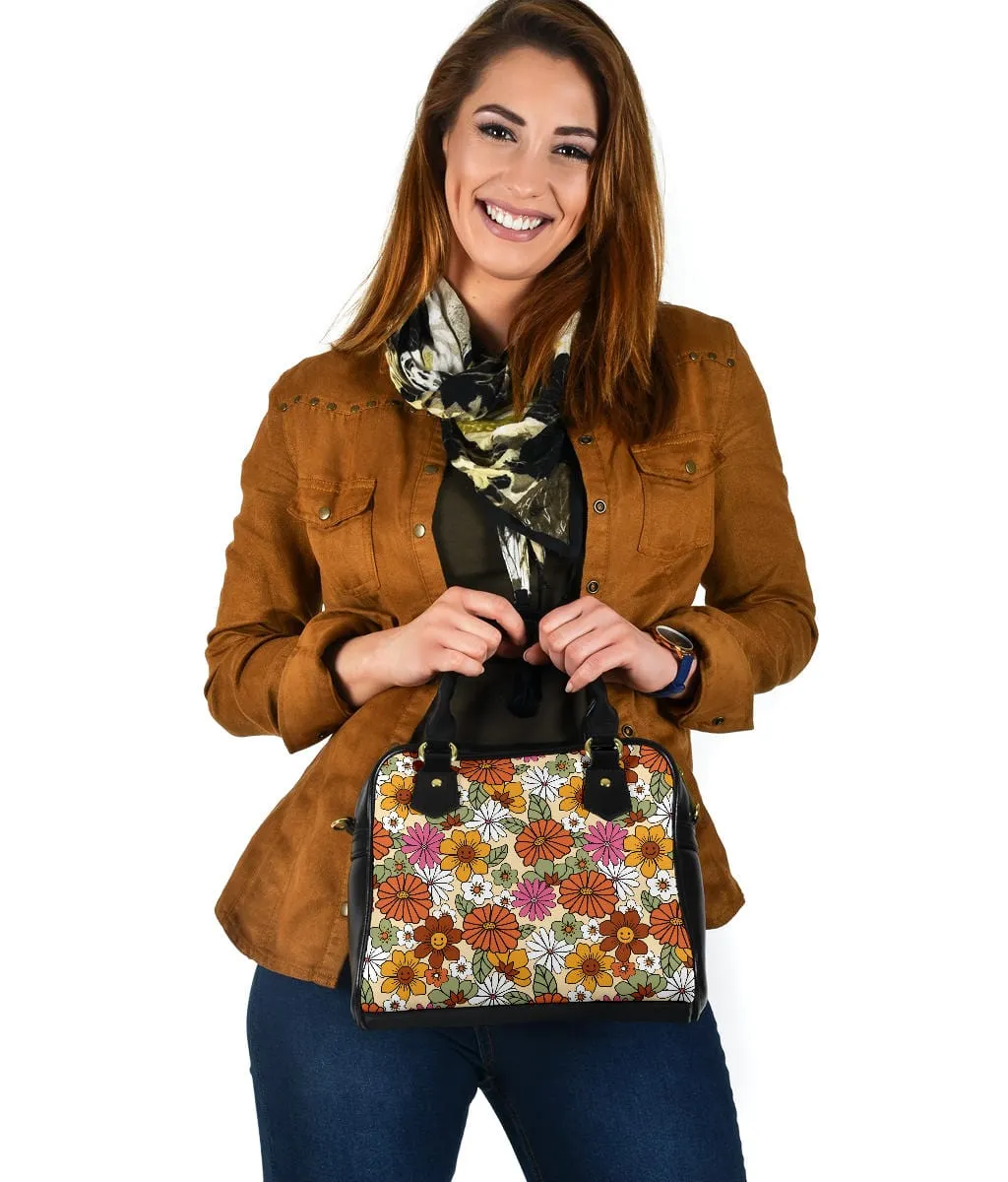 Hippie Flower Power | Leather Shoulder Bag