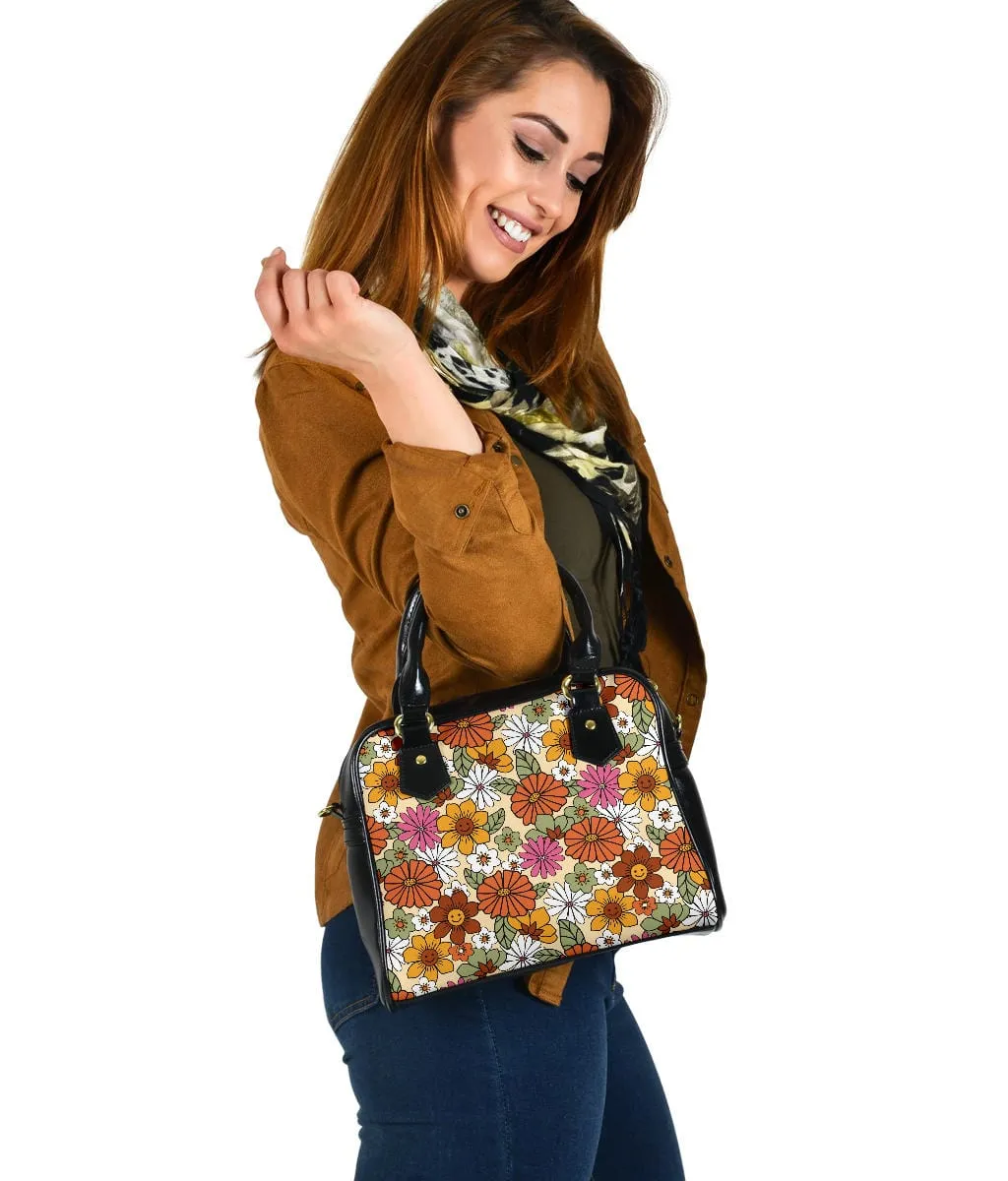 Hippie Flower Power | Leather Shoulder Bag