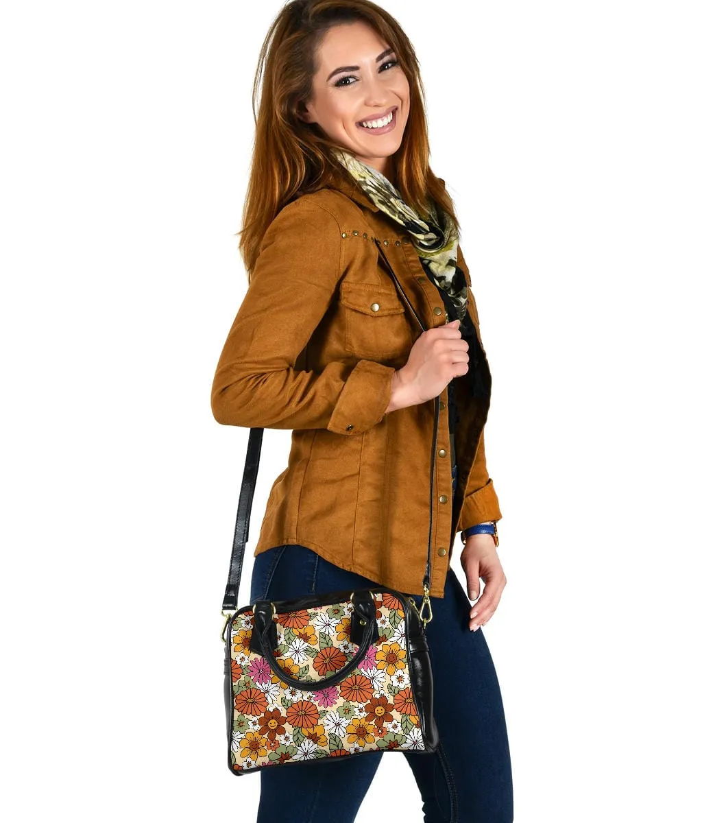 Hippie Flower Power | Leather Shoulder Bag