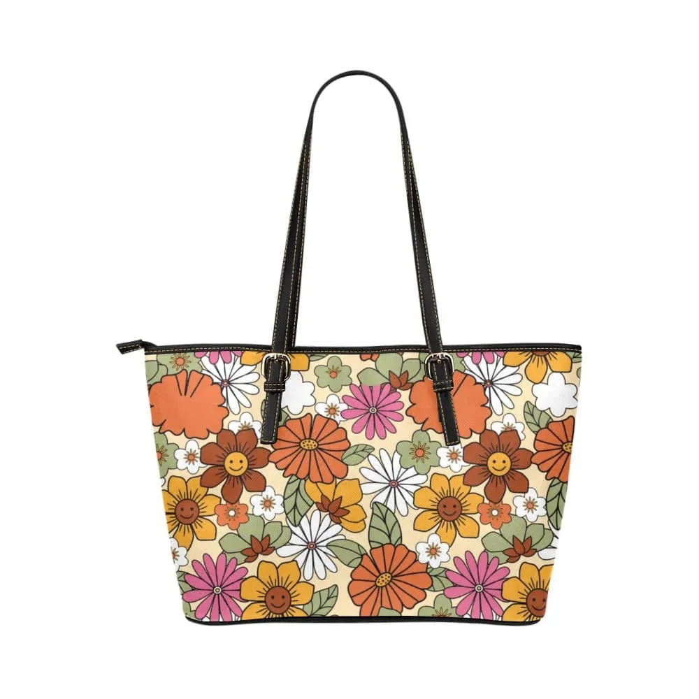 Hippie Flower Power | Leather Tote Bag