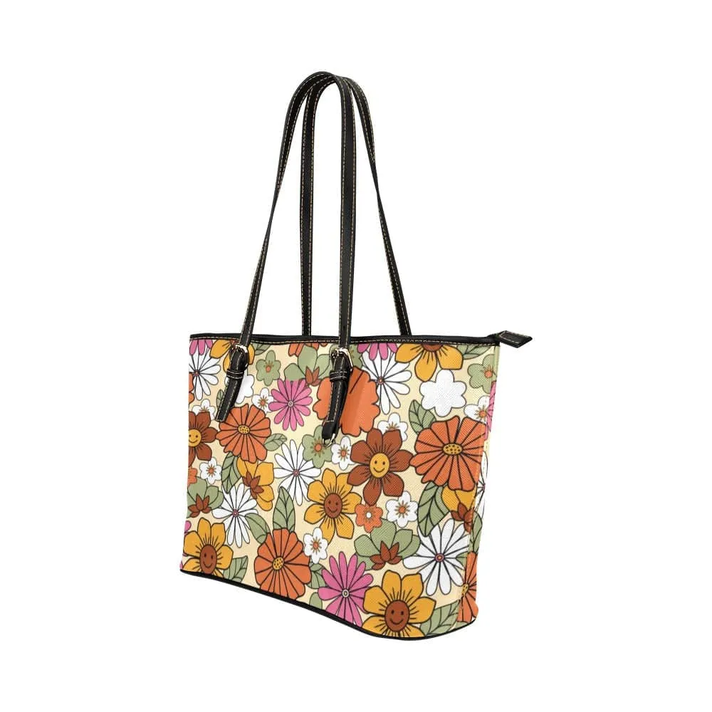 Hippie Flower Power | Leather Tote Bag