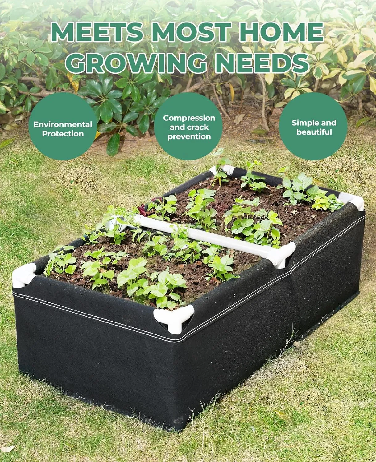 HIRALIY Fabric Raised Beds,Elevated Raised Garden Grows Beds for Outdoor Gardening,Portable Garden Planters,Planter Box for Growing Flowers and Vegetables（3.15 x 1.62 x 1 Ft）