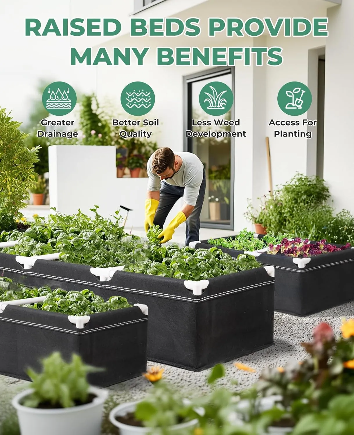 HIRALIY Fabric Raised Beds,Elevated Raised Garden Grows Beds for Outdoor Gardening,Portable Garden Planters,Planter Box for Growing Flowers and Vegetables（3.15 x 1.62 x 1 Ft）