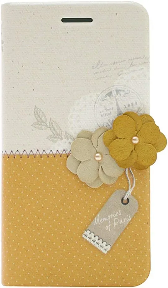 HM4176i6 iPhone 6s/6 Case, Memories of Paris Diary Mustard Diary Type