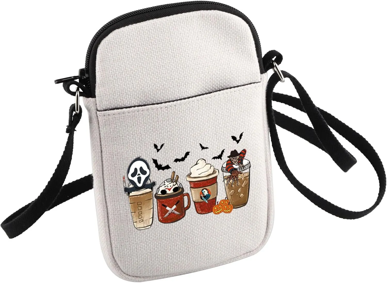 HOLLP Horror Coffee Crossbody Bag Halloween Party Gift Horror Movie Fan Small Sling Bag Spooky October Gift