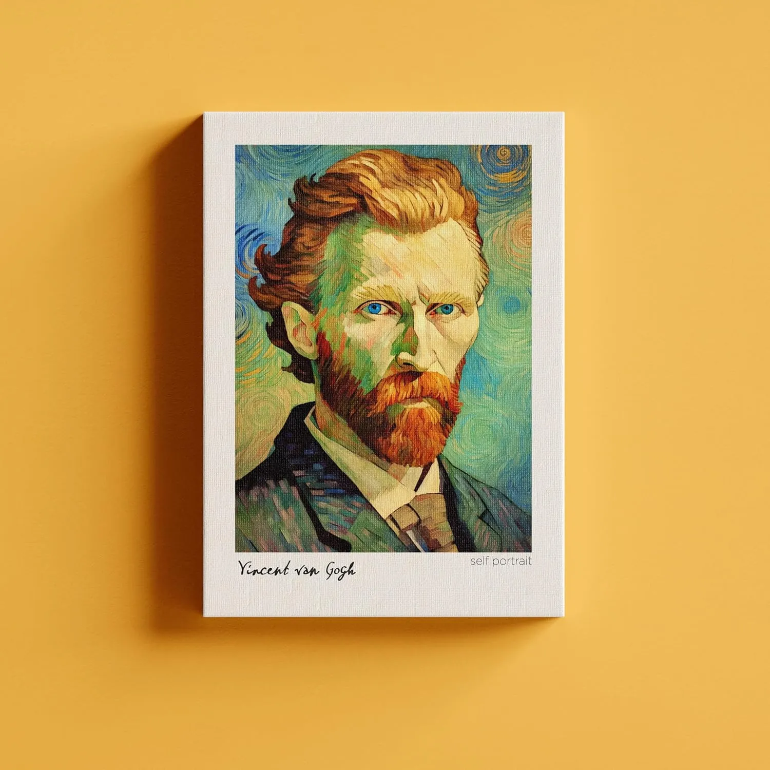 Home & Honor Vincent Van Gogh Canvas Wall Art Oil Painting Starry Night, Sunflowers, Self Portrait Framed Posters and Artworks for Walls, Set of 3 Ready to Hang (12''x16'')