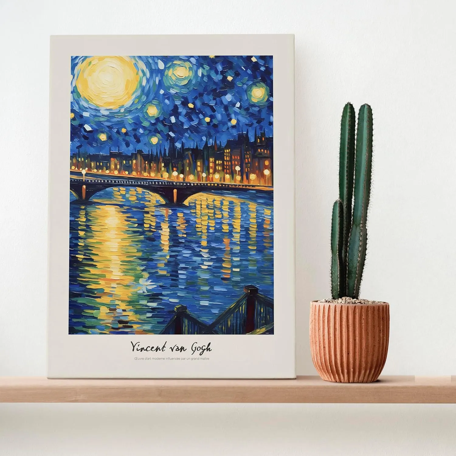 Home & Honor Vincent Van Gogh Canvas Wall Art Oil Painting Starry Night, Sunflowers, Self Portrait Framed Posters and Artworks for Walls, Set of 3 Ready to Hang (12''x16'')