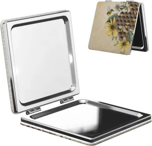 Honey Bee Flower Women Small Makeup Mirror Portable Pocket Cosmetic Mirror for Travel
