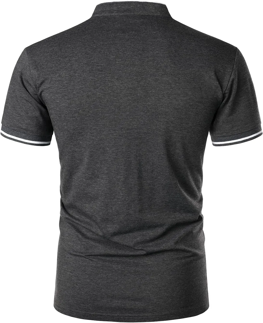 HOOD CREW Mans Fashion Short Sleeve Polo Shirts Summer Casual Band Collar Tops Shirt
