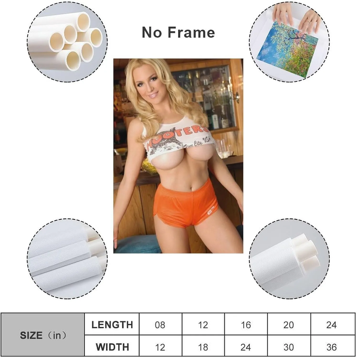 Hooters Girl Poster Sexy Poster Canvas Wall Art Poster Decorative Bedroom Modern Home Print Picture Artworks Posters 12x18inch(30x45cm)