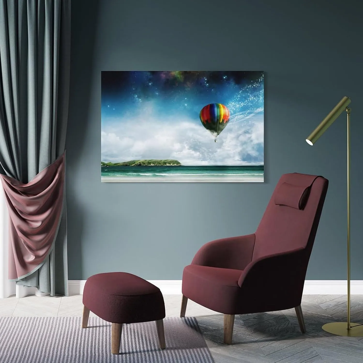 Hot Air Balloon Flight (2) Art Poster Canvas Painting Decor Wall Print Photo Gifts Home Modern Decorative Posters Framed/Unframed 12x18inch(30x45cm)
