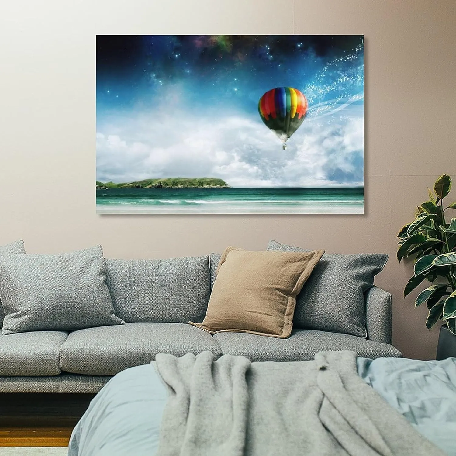 Hot Air Balloon Flight (2) Art Poster Canvas Painting Decor Wall Print Photo Gifts Home Modern Decorative Posters Framed/Unframed 12x18inch(30x45cm)