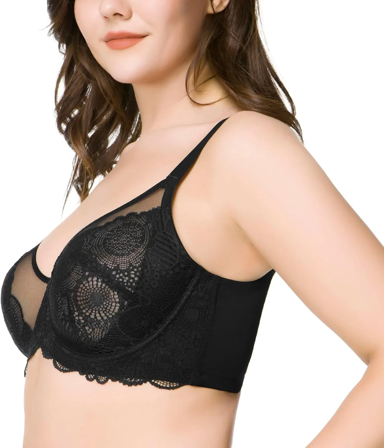 HSIA Minimizer Bra for Women - Plus Size Lace Bra Women's Full Coverage Unlined Underwire Bra for Heavy Breast