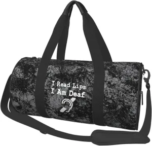 I Am Deaf I Read Lips Convertible Garment Bag with Shoulder Strap, Carry on Garment Duffel Bag for Men Women - Rolling Foldable for Travel Luggage Bags (Black)