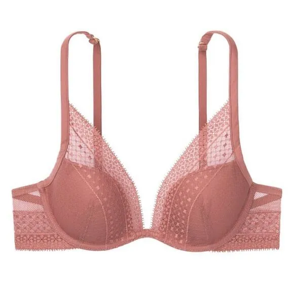 Incredible by Victoria’s Secret Lightly-Lined Lace Plunge Bra Size 32DDD NWT