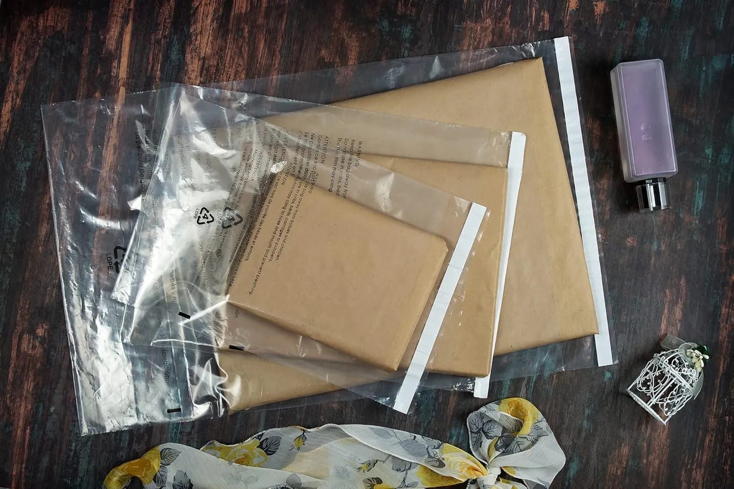 Infinite Pack 400 CT Combo6x9,8x10,9x12,11x14 inches Self Sealing Clear Poly Bags w/Suffocation Warning, Strong Adhesive, Not Resealable, FBA compliant