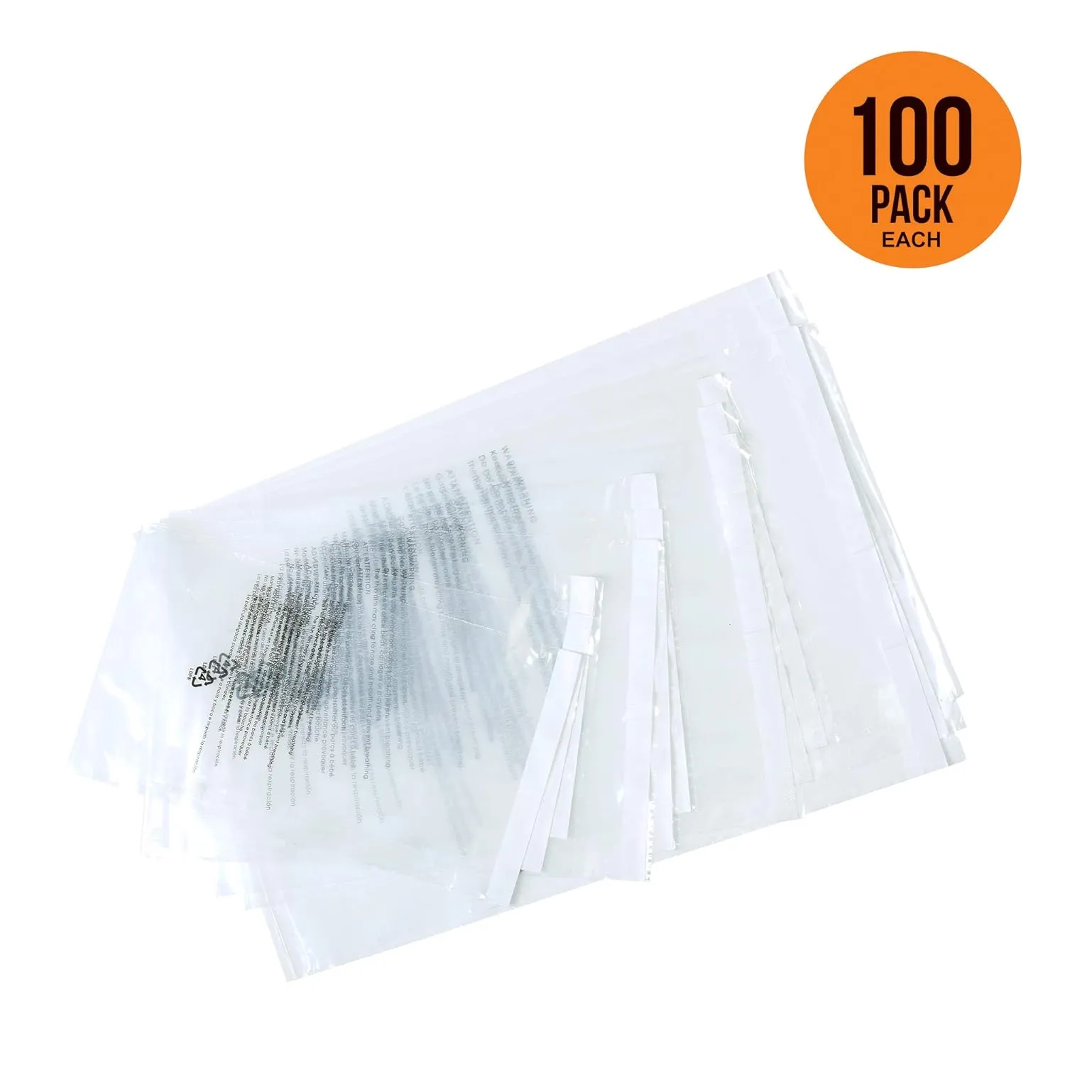 Infinite Pack 400 CT Combo6x9,8x10,9x12,11x14 inches Self Sealing Clear Poly Bags w/Suffocation Warning, Strong Adhesive, Not Resealable, FBA compliant
