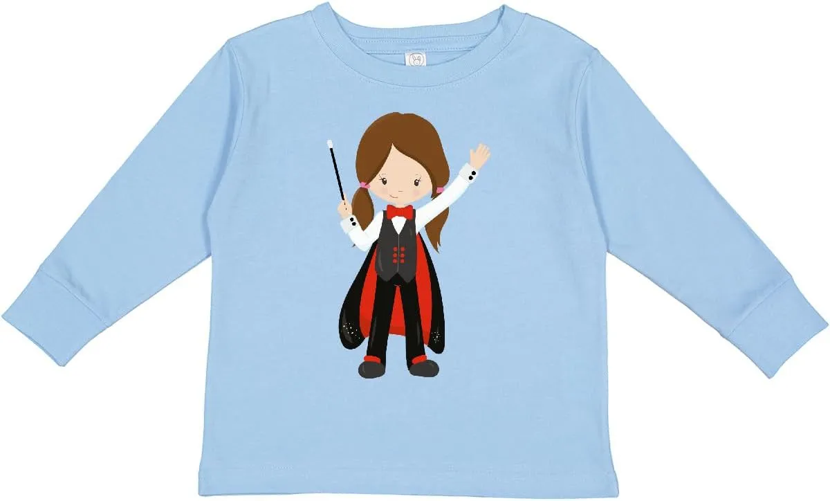 inktastic Magician Girl, Brown Hair, Magic Trick, Toddler Long Sleeve T-Shirt