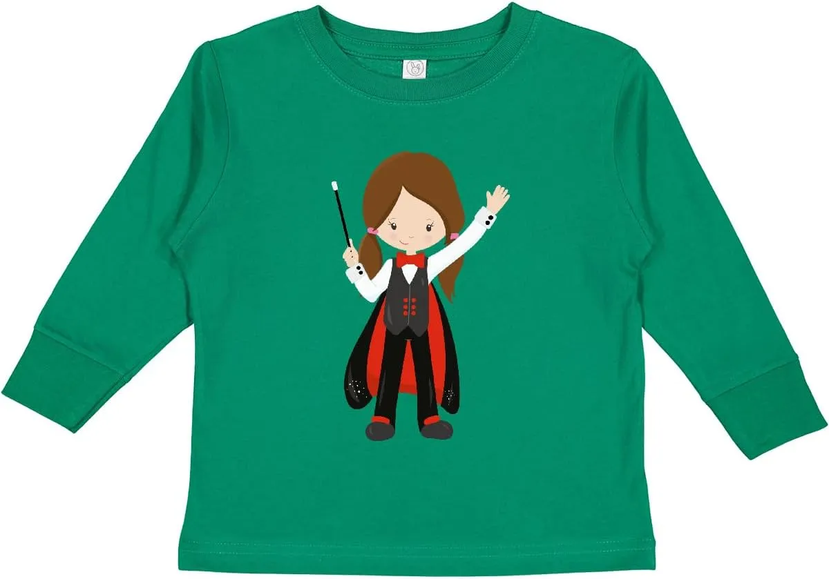 inktastic Magician Girl, Brown Hair, Magic Trick, Toddler Long Sleeve T-Shirt