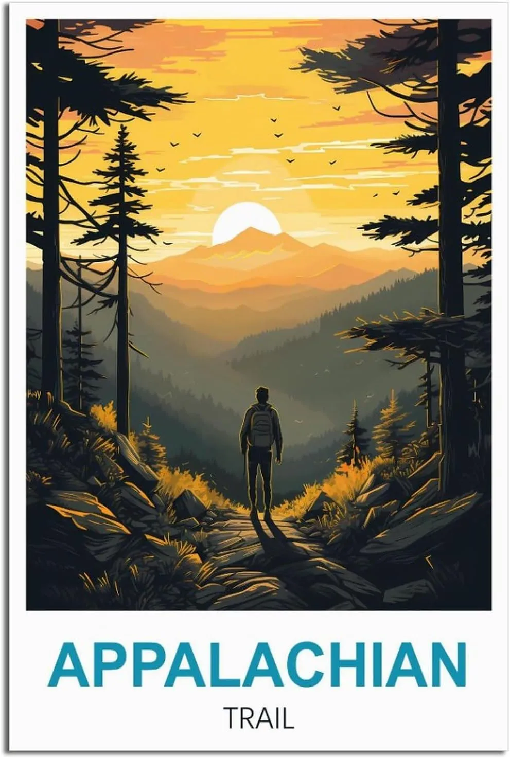 iPuzou Appalachian Trail Vintage Travel Posters Forest 16x24inch(40x60cm) Canvas Painting Poster And Print Wall Art Picture for Living Room