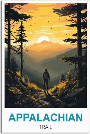 iPuzou Appalachian Trail Vintage Travel Posters Forest 16x24inch(40x60cm) Canvas Painting Poster And Print Wall Art Picture for Living Room