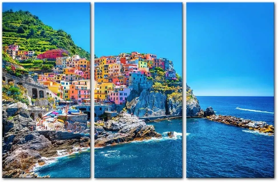 Italy Wall Art Cinque Terre The Picture of Amalfi Coast Landscape Modern Canvas Painting Wall Art Print On Canvas Giclee Artwork for Wall Decor