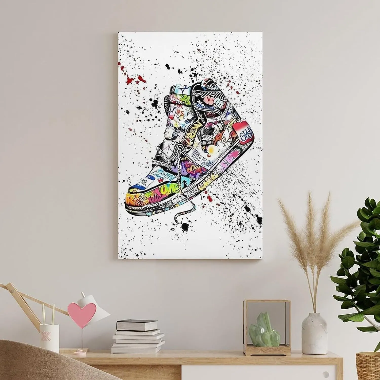 itiyjpe Graffiti Sneaker Pictures Street Art Canvas Wall Art Poster For Room Aesthetic And Decor Pictures For Living Room Bedroom Decor 16x24inch(40x60cm)