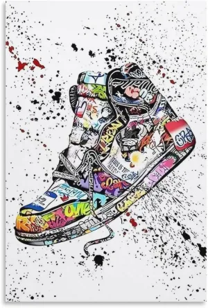 itiyjpe Graffiti Sneaker Pictures Street Art Canvas Wall Art Poster For Room Aesthetic And Decor Pictures For Living Room Bedroom Decor 16x24inch(40x60cm)