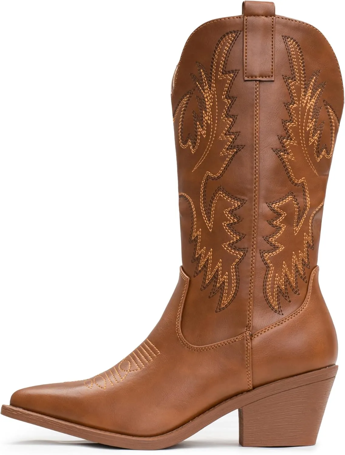 IUV Cowboy Boots For Women Western Cowgirl Boots Pull On Pointy Toe Mid Calf